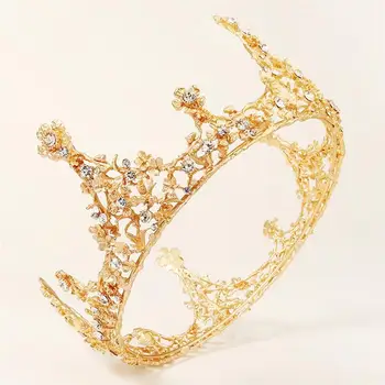 Принцеса Тиара Dainty елегантен цвете кристал сватба диадема булката парти корона кристал главата орнаменти модни аксесоари 4