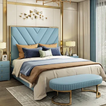 Луксозно легло онлайн знаменитост модерен прост американски висок клас майстор спалня луксозно легло двойно сватбено легло