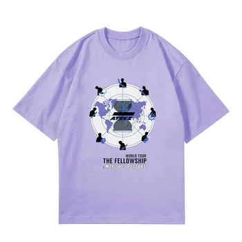 KPOP ATEEZ T-shirt WORLD TOUR THE FELLOWSHIP:MAP THE TREA SUR Концерт Същият стил жени Топ Цветна тениска Персонализирана женска горна 5