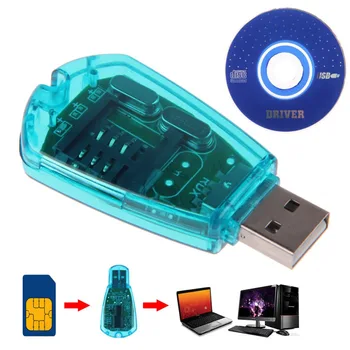Blue USB SIM Card Reader Copy/Cloner/Writer/Backup Kit SIM Card Reader GSM CDMA SMS Backup + CD Disk 1