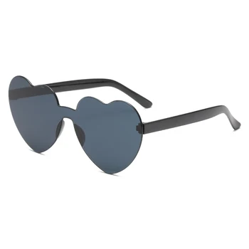2024 Нова мода бонбони сърце слънчеви очила градиент цвят интегрирани слънчеви очила личност без рамки дизайн женски