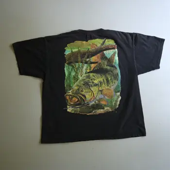 Реколта риболовна тениска мъжки 2XL Outback Америка риба изкуство печат бас