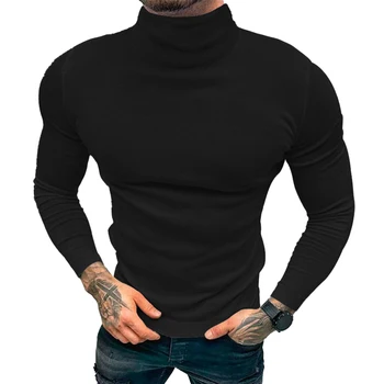 Плътен цвят Поло TShirt за мъже дълъг ръкав пуловер отгоре термична долна риза идеален за почивка и ежедневно носене