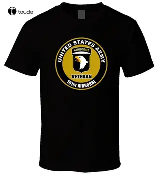 Нова лятна мода Cool Tee Shirt Американската армия 101-ви въздушнодесантен ветеран 1 черна мъжка тениска Ежедневна тениска Персонализирана aldult Teen унисекс