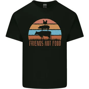 Вегетариански животни Приятели Не храна Веган 2 мъжки памучна тениска Tee Top 0