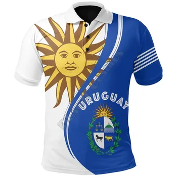 Уругвай Sky Polo T Shirt 3D всички над печатни ризи Harajuku без ръкави Tees Фитнес Унисекс върхове