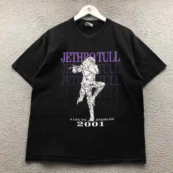 Реколта 2001 Jethro Tull World Tour тениска мъжки L къс ръкав крак да стои