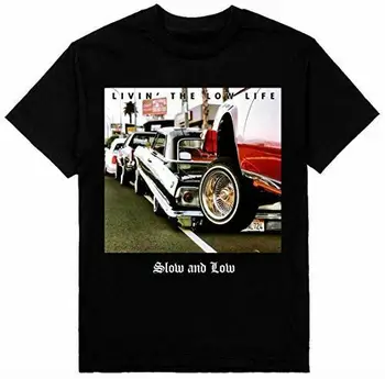 Бавна и ниска Impala Low Rider мъжка тежка тениска, отпечатана на Shaka Wear Tee