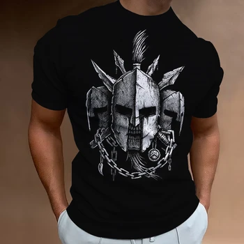 Нова спартанска мъжка тениска къс ръкав върхове 3d риза спартански графично облекло O-образно деколте извънгабаритни облекло лято за мъжка риза Tee