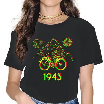 Ден на велосипеда 1943 LSD Сладки момичета Дамска тениска Психеделичен Алберт Хофман Велосипед Harajuku Случайни къс ръкав извънгабаритни върхове