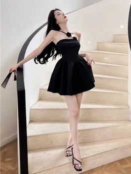 Твърди рокли жени нов китайски стил A-line лято без презрамки Hotsweet естетически ретро дами мини парти Normcore изящни секси 5