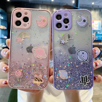 Gradient Sequins Glitter Cover за Huawei Mate 30 Pro P40 Lite E Nova 6 7 SE 7i P40 Pro Y6P Y7P Soft TPU Clear Back Case Planet