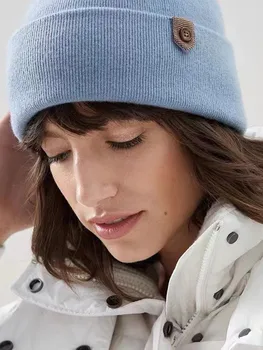 Жените плетат шапка мъниста украсяват черно синьо бежово каки есен зима 2023 модни дами кашмир топло трикотаж капачка 0
