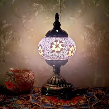 DIY USB акумулаторна турска мозаечна настолна лампа Ръчно изработена къмпинг светлина подарък за деца Lamparas спалня декорация нощна светлина 4