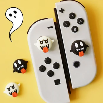 За Nintendo Switch Oled Lite Joycon сладък призрак силиконови меки палеца стик захващане капачка джойстик капак бутон случай за PS4 PS5 XBOX