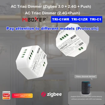 MiBoxer TRI-C1ZR AC Triac Dimmer Zigbee 3.0 + 2.4G + Push Switch Push Dimmer Support App / Гласов контрол LED лампи 110-240V