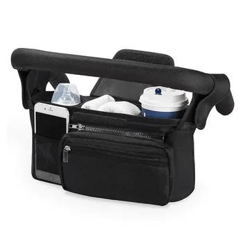 Универсален органайзер за бебешки колички с изолиран държач за чаши Подвижна чанта за телефон & Презрамка Подходящ за количка