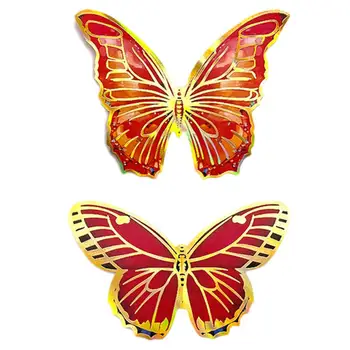 12pcs Пеперуда стена стикери триизмерен Vesatile дизайн анти-избледняват златни ръбове пеперуда ваденки за врата дома декор