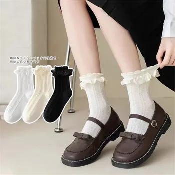 1 чифт жена дантела къси летни чорапи японски девица прекрасен сладък къдрици памук Лолита стил принцеса чорапи високо качество