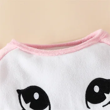 Baby Girls Fall Outfits Cat Embroidery Crew Neck Дълъг ръкав Velvet Sweatshirts и дълги панталони 2Pcs Fall Clothes Set