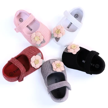 Модерен сладък цвете Мери Джейн обувки за бебета момичета, удобни леки обувки за ходене без хлъзгане за вътрешно парти на открито, Spri