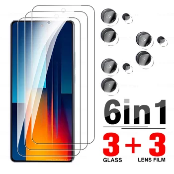 6in1 Защитен стъклен калъф за Xiaomi Poco M6 Pro 4G закалено фолио Little Poko M 6 Pro M6Pro екран камера протектор филм 6.67 ''