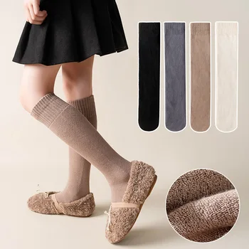 Детски чорапи Есен Зима 2024 Сгъстете хавлиени памучни чорапогащи за момичета Мода Топли чорапи Училище Тийн Деца Чорапи до коляното