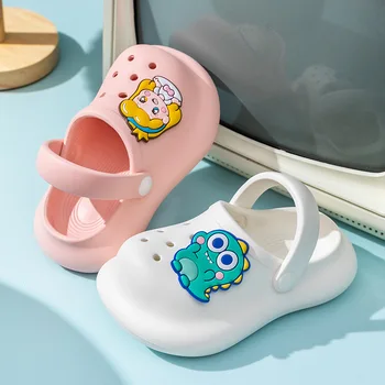 2023 Детски кухи плажни обувки за момчета без хлъзгане сладък карикатура динозавър случайни детски летни обувки за момичета универсален кръгъл пръст