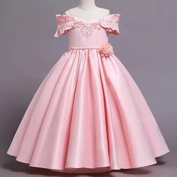 2023 Нова детска рокля Елегантни рокли на принцеса Сватбено цвете Детски дрехи Парти за рожден ден Бална рокля Коприна Дълги момичета рокля