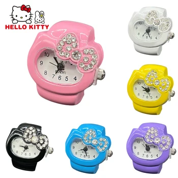 Sanrio Hello Kitty Сладки пръстени пръст часовник за жени мини мащабируема каишка часовници карикатура момичета пръстени бижута часовник часовник пръстен
