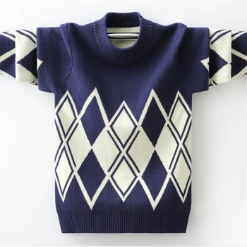 Мода памучно облекло Детски пуловер Поддържайте топло Зима О-образно деколте пуловер момчета пуловер плетене пуловер Детски дрехи