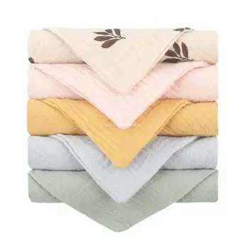 Бебешка кърпа марля-памук кърпа за измиване Пот абсорбира кърпа бебе хранене лигавник комплект 5PCS