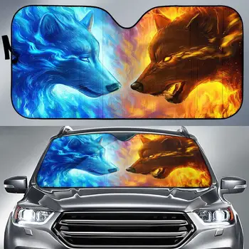 Wolf лед и огън Авто слънчеви сенници Кола Uv защита Предно стъкло Сенник Семейни подаръци Аксесоари
