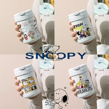 New Snoopy Thermos Cup карикатура висока стойност от неръждаема стомана запази студено запази горещо кафе чаша мъжки жените слама изолация вода чаша