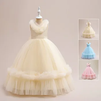 момиче розови официални шаферски рокли за сватбено тържество абитуриентски бал рокля пухкави тюл деца момичета принцеса рожден ден рокля Chidren дрехи