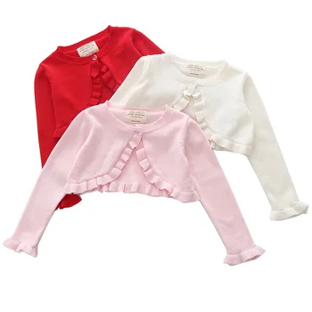 Плетена жилетка за момичета, малка шал яке, детски бебешки пуловер пролет и есен