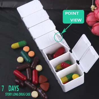 1 бр. Контейнер за таблети Организатор 7 дни Седмична кутия за съхранение на хапчета за лекарства Организатор на хапчета Брайлова азбука
