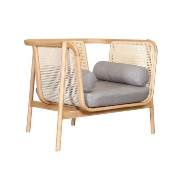 Nordic ратан тъкани диван мебели три човек комбинация масивно дърво диван ратан стол отдих мебели ins