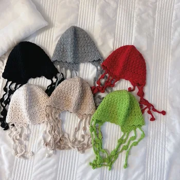 Детски есенни зимни шапки Бебешки вълнени шапки Сладки ръчно изработени осем плитки момчета момичета есен зима плетени вълнени шапки