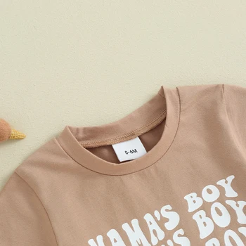 Малко дете бебе момче летни дрехи Mamas момче къс ръкав писмо T риза Топ шорти комплект сладък 2Pcs случайни облекло