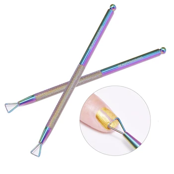 Beautybigbang неръждаема стомана нокти UV гел полски отстраняване инструменти триъгълник стик прът тласкач чисти маникюр нокти изкуство аксесоари