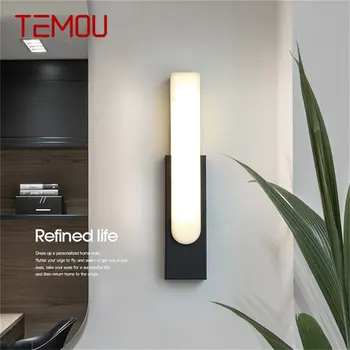 TEMOU Скандинавска стенна лампа Модерни творчески тела Правоъгълник дизайн мрамор LED вътрешен хол спалня осветление