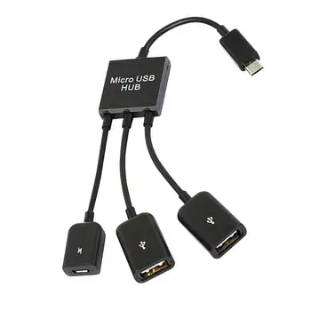 In 1 Micro USB Type C HUB мъжки към женски двоен USB 2.0 хост OTG адаптер кабел за смартфон компютър таблет 3 порт