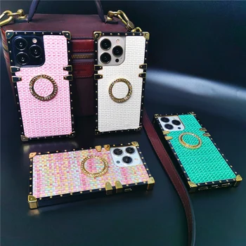 Луксозен кожен калъф за телефон за Google Pixel 6 Pro 6A 8 Pro Fashion Colorful Weave Pattern Square Case за Google Pixel 7 Pro 7A