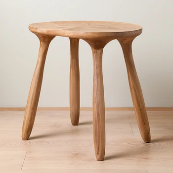 Модерна проста табуретка от масивна дървесина Креативна табуретка за хранене Скандинавски мебели Спалня Dressing Stool Mobile Seat Chair Home Аксесоари