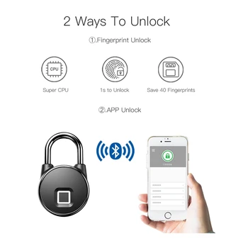 Tuya Smart Lock Катинар за пръстови отпечатъци Интелигентен катинар Заключване на кабинета Общежитие против кражба Lock USB акумулаторна сигурност Заключване без ключ