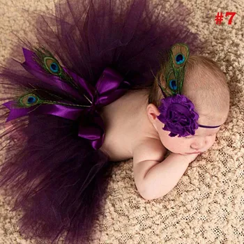 бебе момичета Tutu пола дизайнер Pettiskirt пола фотография подпори бебе малко дете кърпа костюм облекло с цвете лента за глава TS025 1