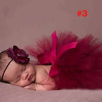 бебе момичета Tutu пола дизайнер Pettiskirt пола фотография подпори бебе малко дете кърпа костюм облекло с цвете лента за глава TS025 2