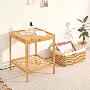 Мебелна странична маса Бамбукова квадратна и правоъгълна маса за съхранение Масичка за чай Бюро за чай Спалня Нощно шкафче Централна маса Всекидневна 1