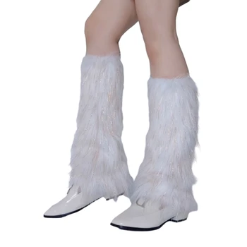 Дамски кожи Подгряващи крака Кожи за ботуши Космати размити калъфи за крака Обувка Зимни маншети Cover